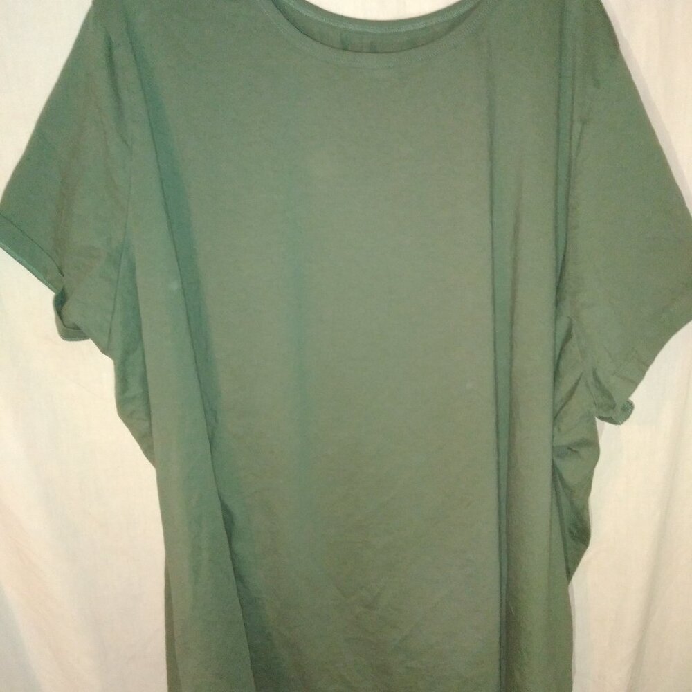 (B) Woman Within Round Neck T Shirt 6X Olive Green